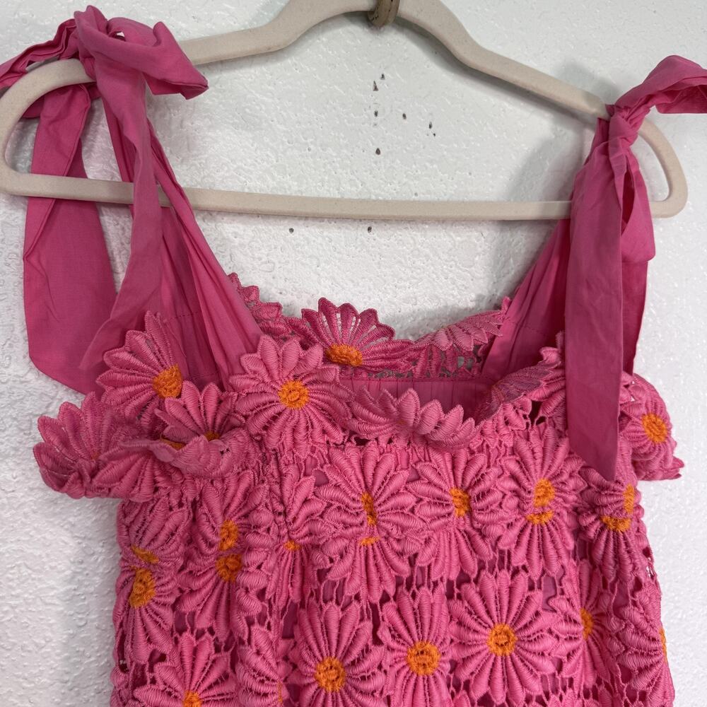J.Marie Lele Dress Women XS Maxi Pink Daisy Floral Boho Sundress Tie Strap NEW - Picture 7 of 11